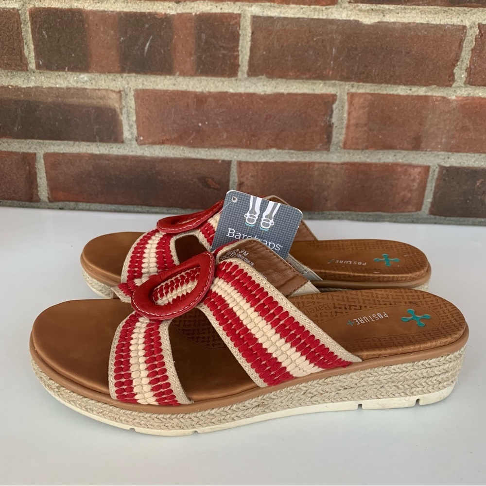 Baretraps Bliss Posture Plus Wedge Sandals Slides Women's red/cream Size US 9 M - Picture 8 of 9